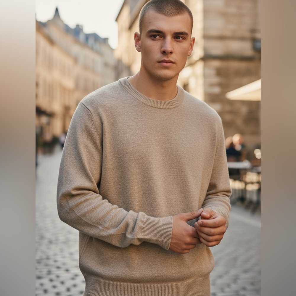 J CREW 100% Cashmere Luxury Classic-Fit Crewneck Sweater HEATHER CAMEL